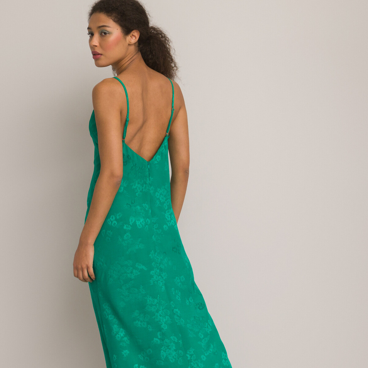Платье Длинное в стиле нижнего белья тонкие бретели 54 зеленый LaRedoute, размер 54 - фото 4