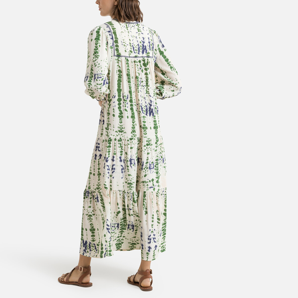 Платье BA&SH Длинное с принтом тай-энд-дай ISOLDE 0(XS) зеленый, размер 0(XS) Длинное с принтом тай-энд-дай ISOLDE 0(XS) зеленый - фото 4