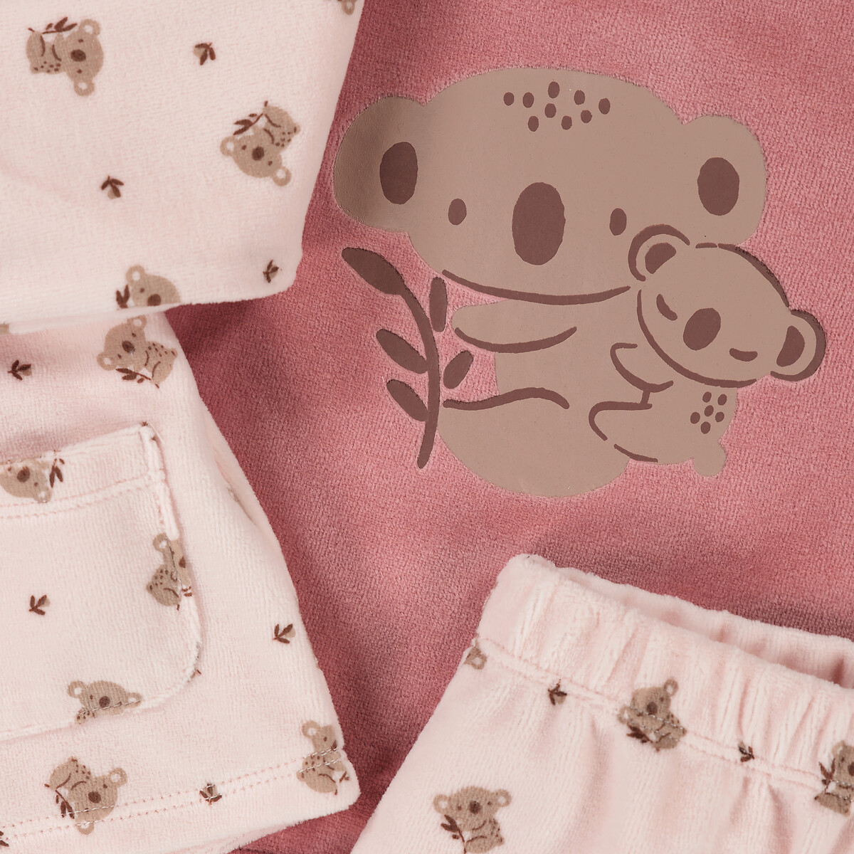 Комплект из двух пижам раздельных из велюра принт коалы  1 мес. - 54 см розовый LaRedoute, размер 1 - фото 3