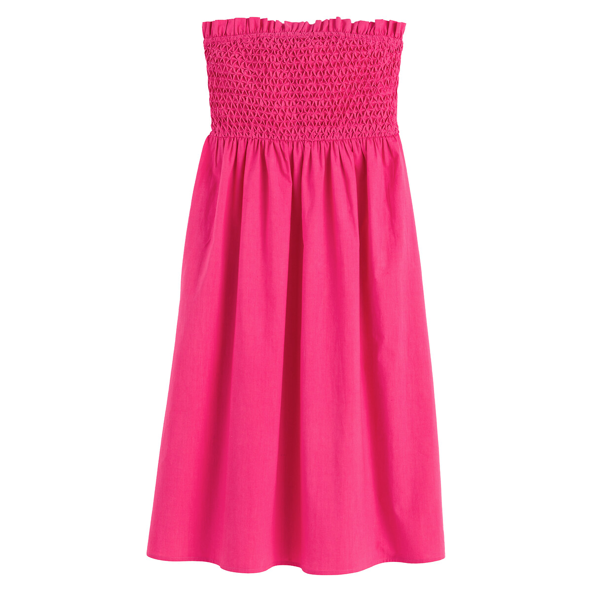 Платье-бюстье LA REDOUTE COLLECTIONS Средней длины из поплина из биохлопка 54 розовый, размер 54 - фото 5