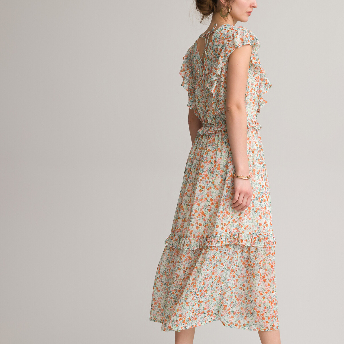 Платье ANNE WEYBURN Длинное расклешенное с цветочным принтом 44 разноцветный, размер 44 - фото 3