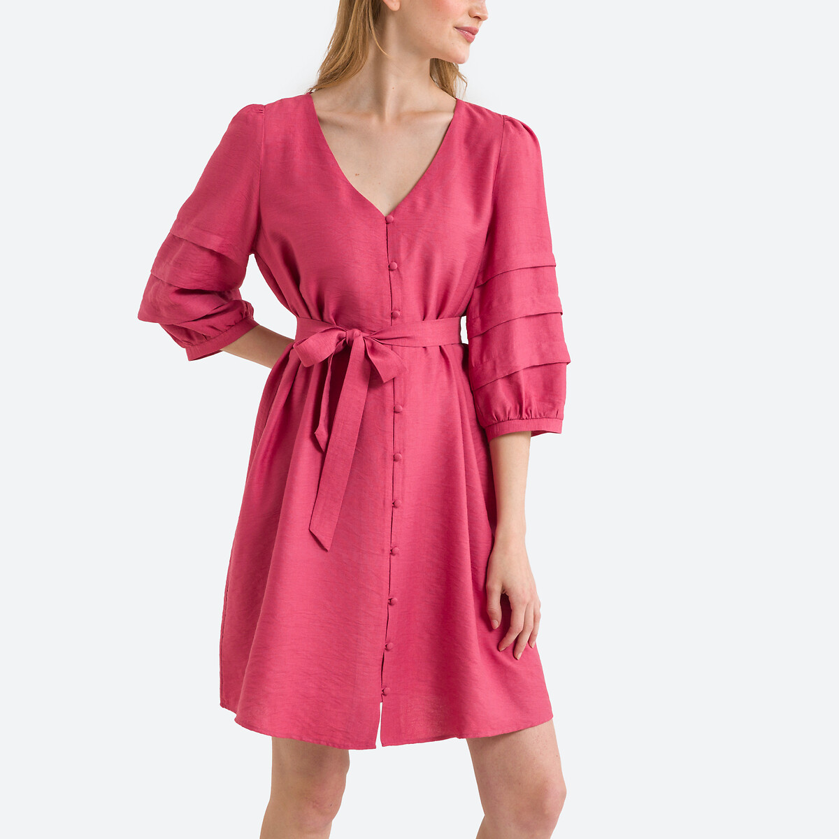 Платье Расклешенное на пуговицах 2(M) розовый
