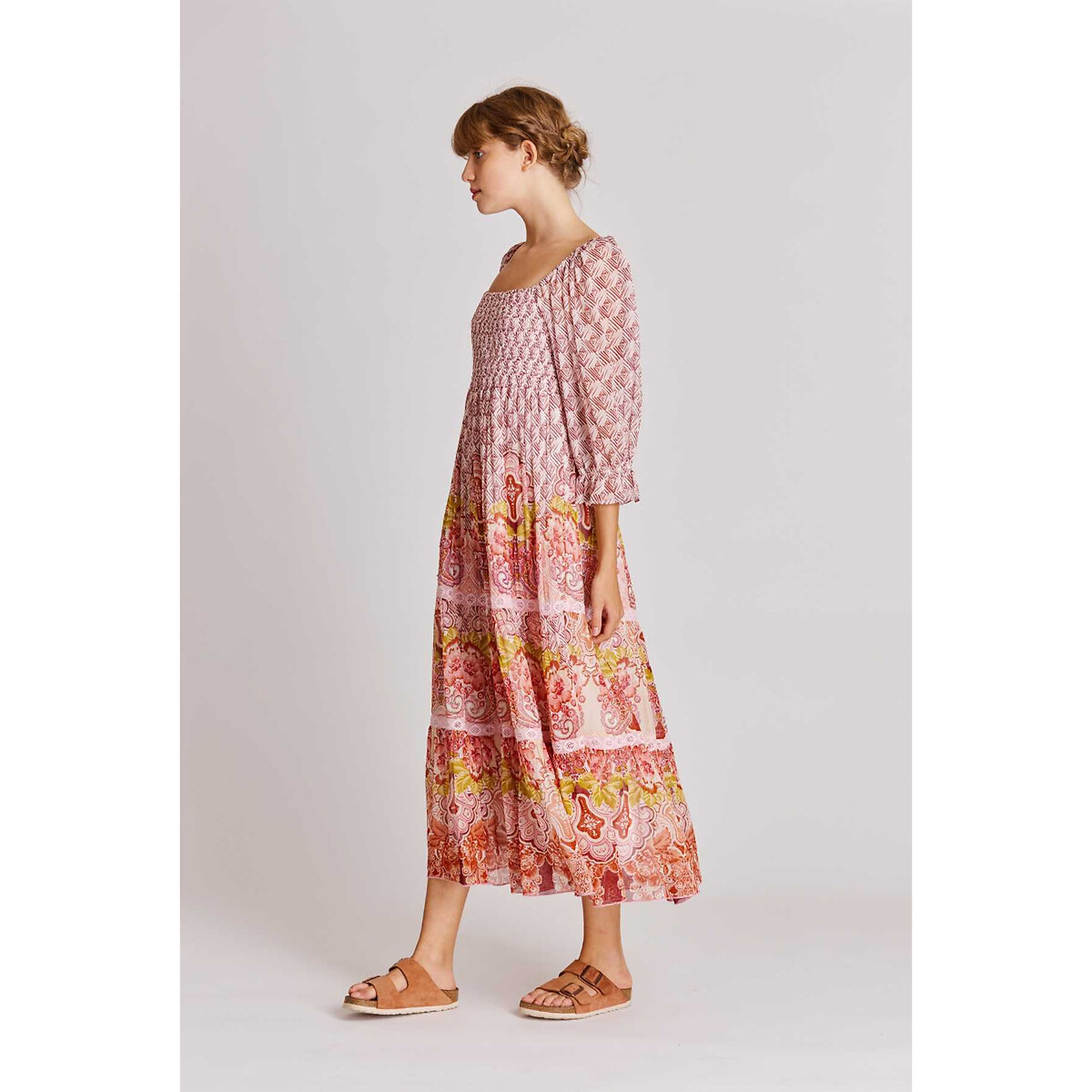 Платье DERHY Богемное Aella со сборками сверху и рукавами 34 XL розовый, размер XL - фото 2