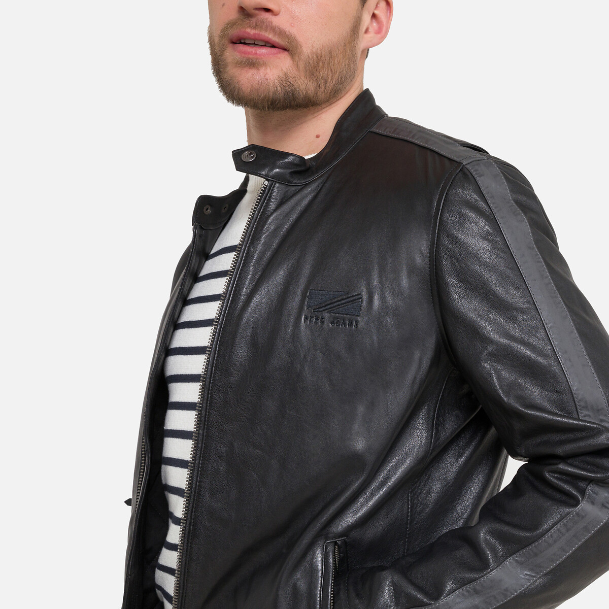 Куртка PEPE JEANS В байкерском стиле из кожи Lester M черный, размер M - фото 3