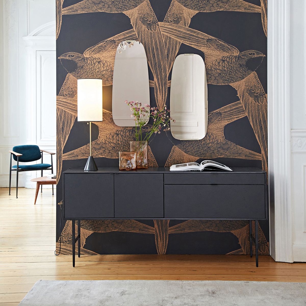 Miroir fumé et laiton H72,5cm, Dialect