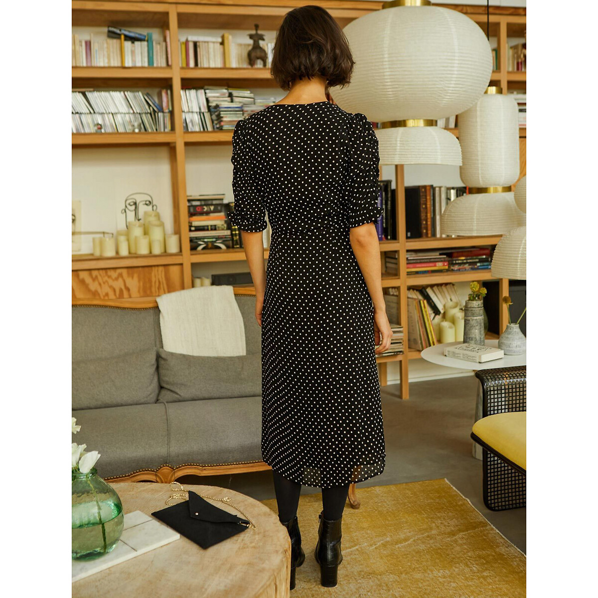 Платье LaRedoute Прямое с короткими рукавами ANNA DOT L черный, размер L - фото 3