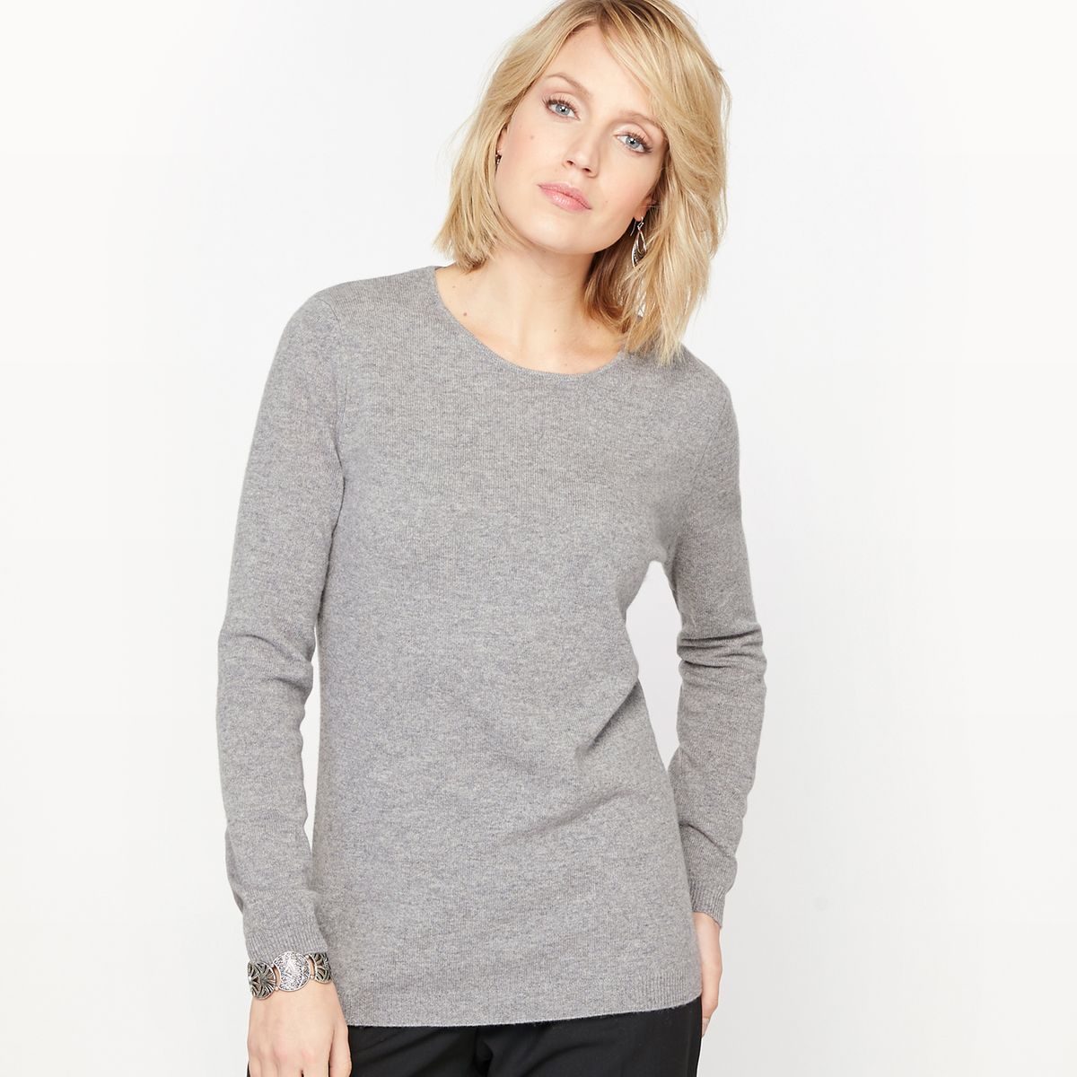 Pull col rond, pur cachemire
