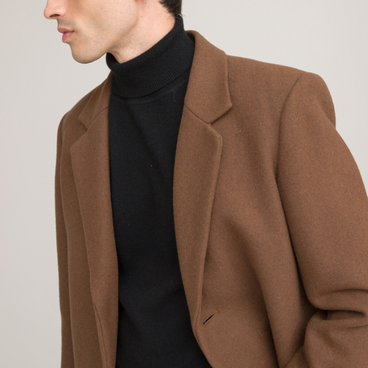 Пальто LaRedoute Средней длины с пиджачным воротником 3XL каштановый, размер 3XL - фото 3