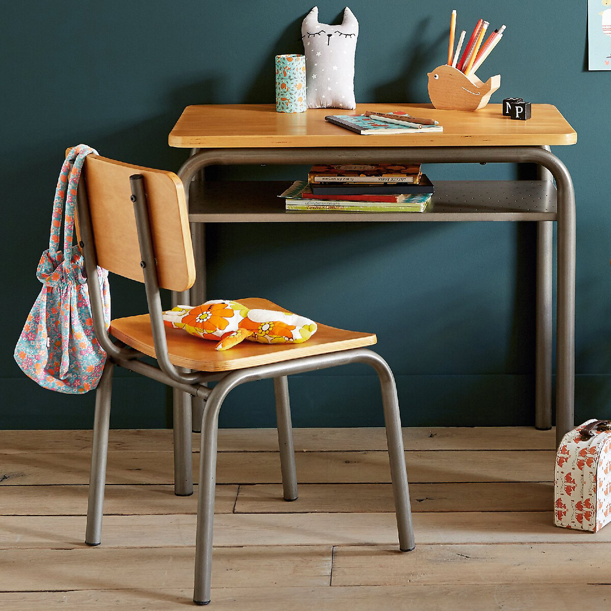 Bureau et chaise d?écolier vintage Buton