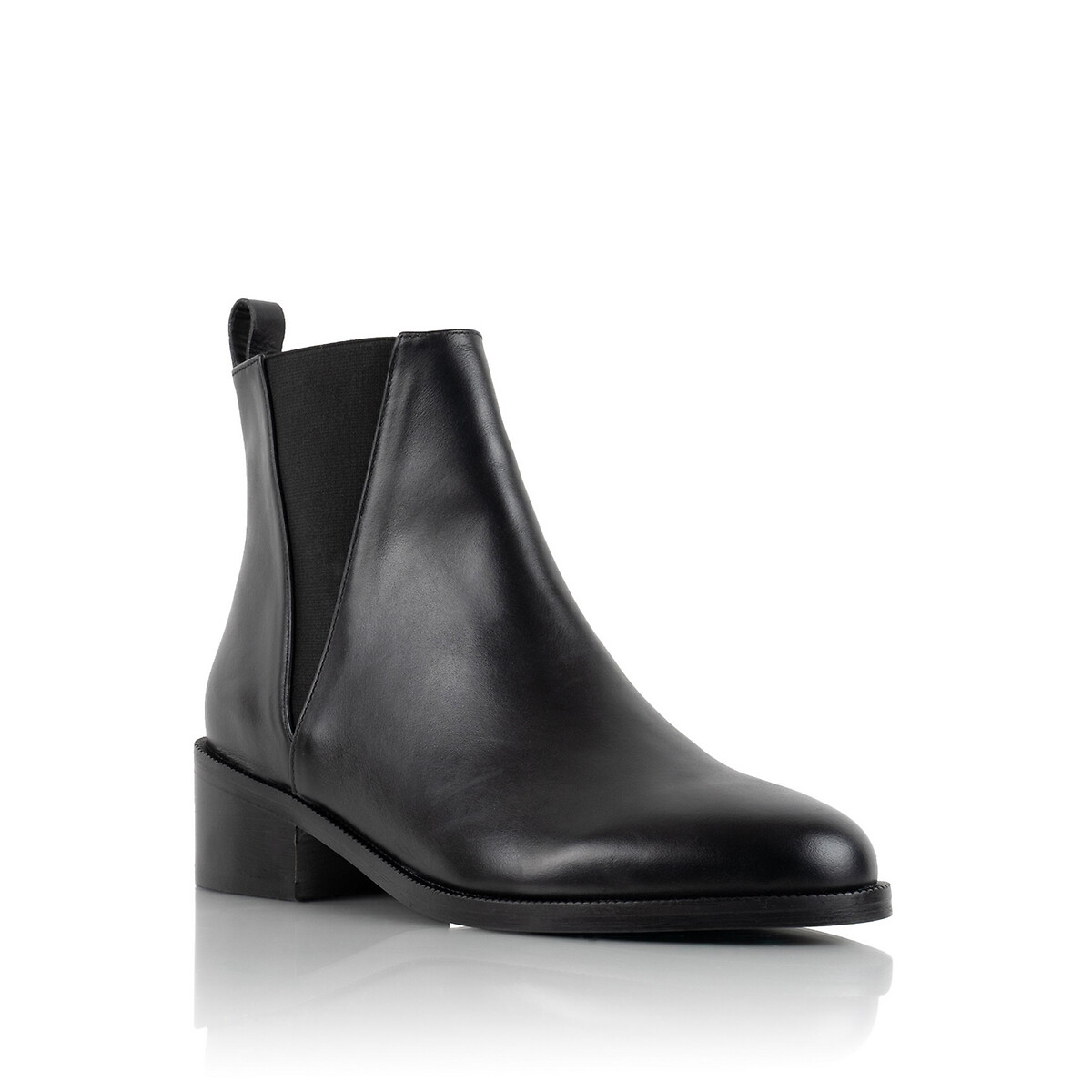 Ботинки La Redoute Из кожи на плоском каблуке 37 черный, размер 37 - фото 2