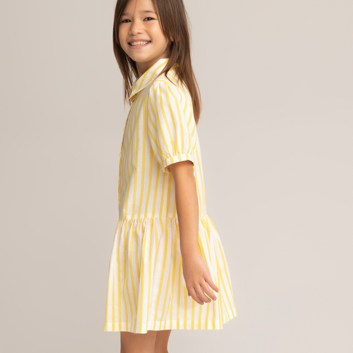 Платье LaRedoute В полоску с короткими рукавами 3-12 лет 4 года - 102 см желтый, размер 4 года - 102 см