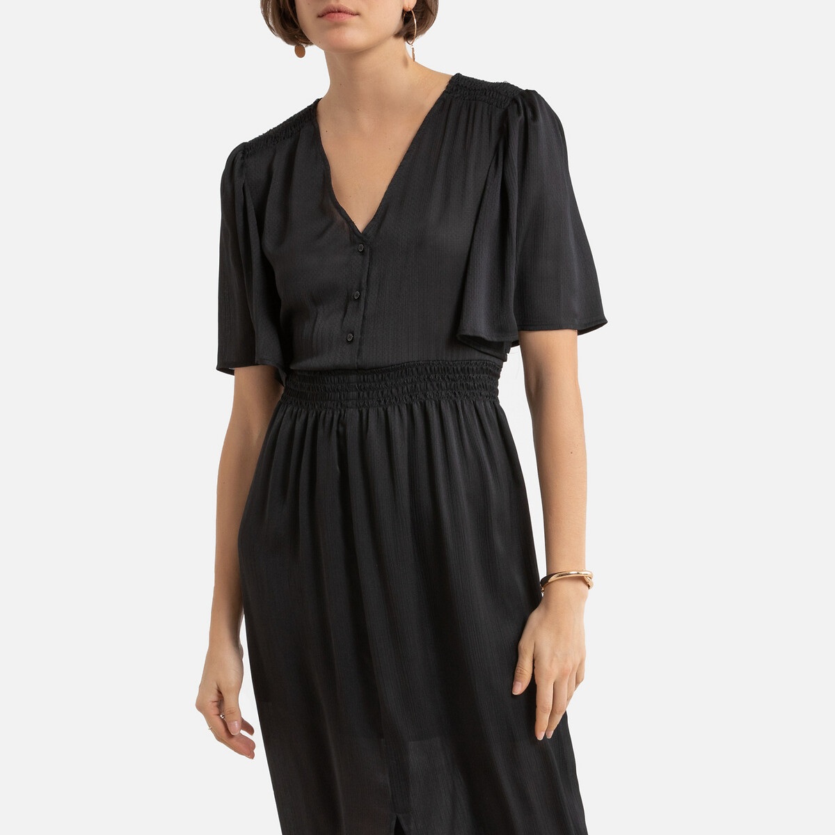 Платье LaRedoute Длинное V-образный вырез короткие рукава 1(S) черный, размер 1(S) Длинное V-образный вырез короткие рукава 1(S) черный - фото 4