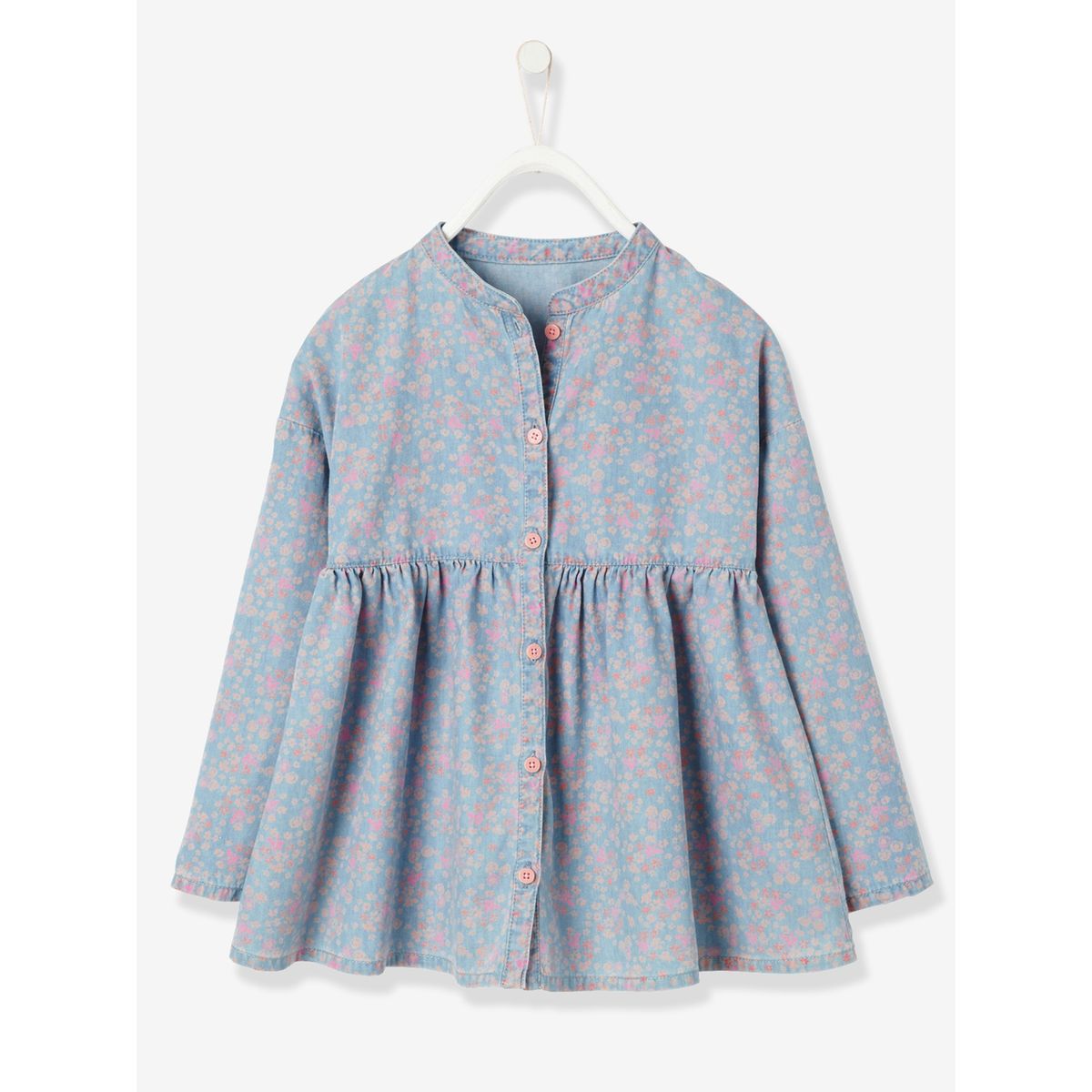 Blouse fille en chambray imprimé