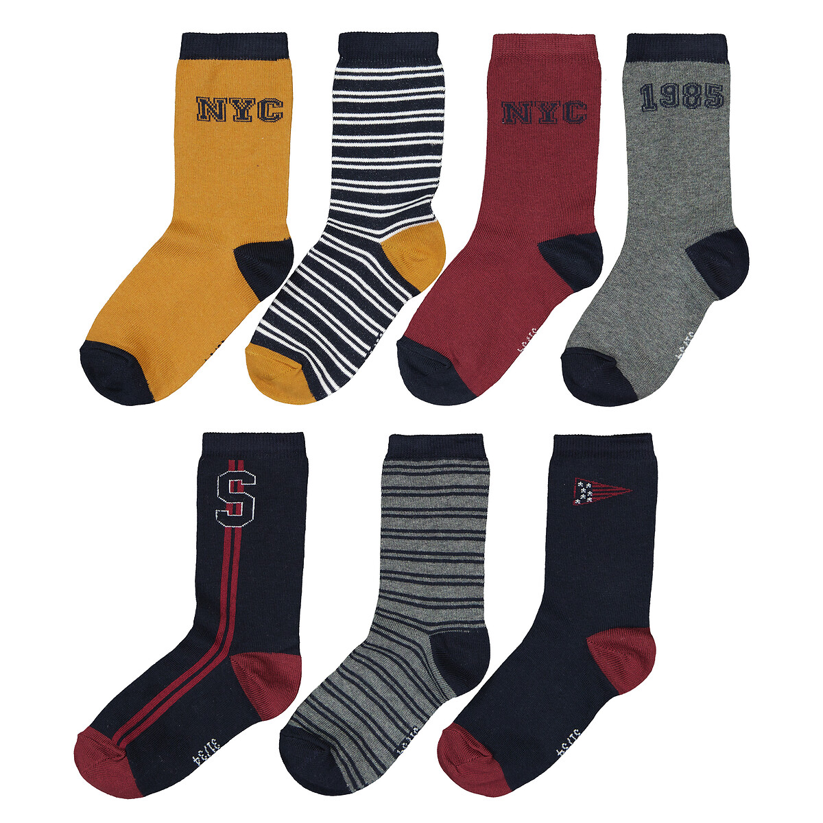 Комплект из семи пар носков С принтом New York 31/34 разноцветный