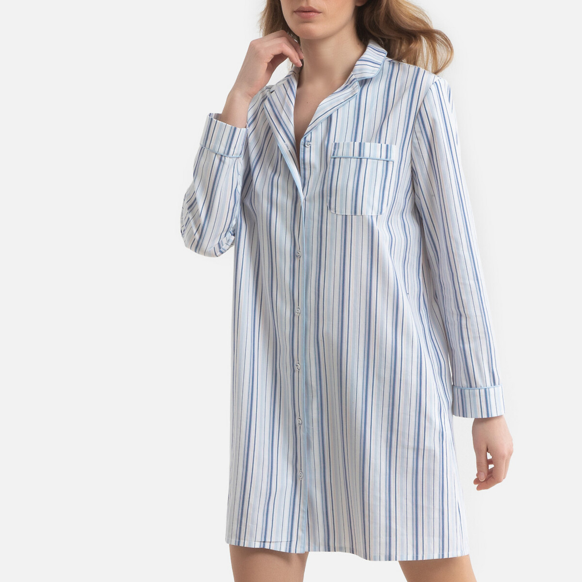 Ночная LaRedoute Рубашка в форме пижамы в полоску 36 (FR) - 42 (RUS) разноцветный, размер 36 (FR) - 42 (RUS)