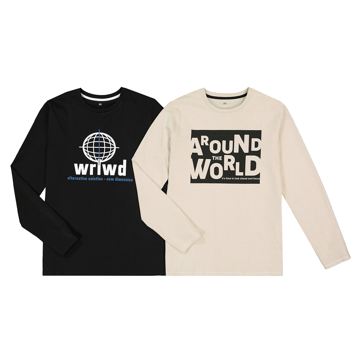 Комплект из двух футболок с LA REDOUTE COLLECTIONS Комплект из двух футболок с Длинными рукавами с принтом 10-18 лет 16 черный, размер 16 - фото 3