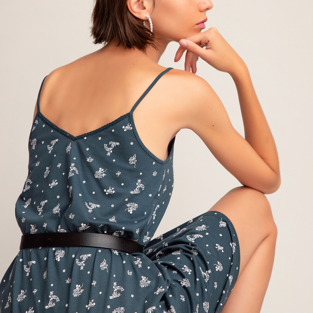 Платье La Redoute Короткое с принтом на тонких бретелях XS синий, размер XS - фото 4