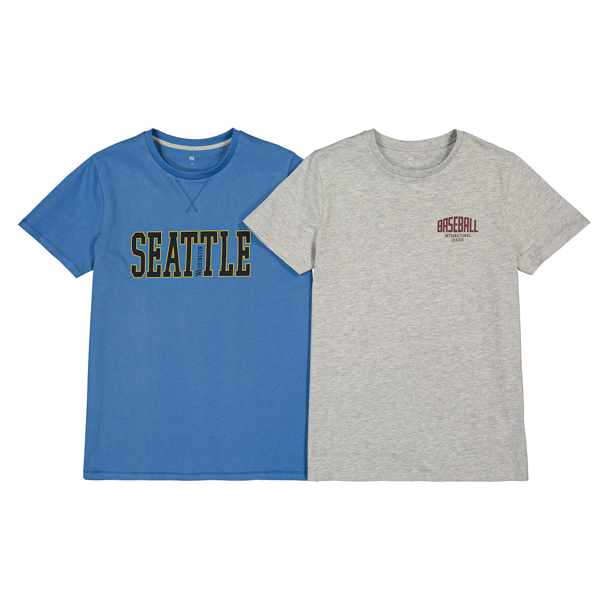 Комплект из двух футболок с Круглым вырезом и принтом 10-18 лет 10 синий LaRedoute, размер 10 - фото 3