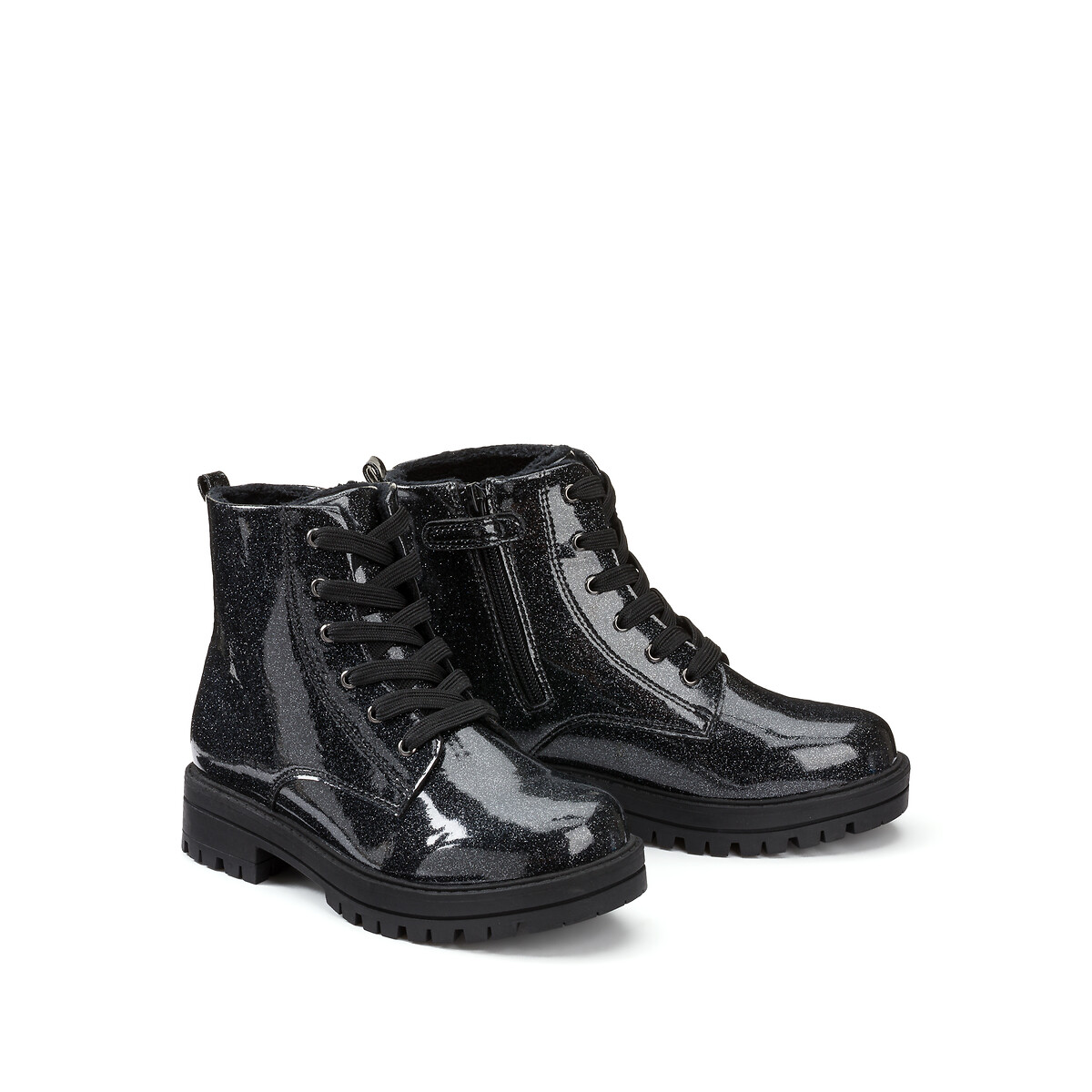 Ботинки на молнии и шнуровке с пайетками  26 черный LaRedoute, размер 26 - фото 2