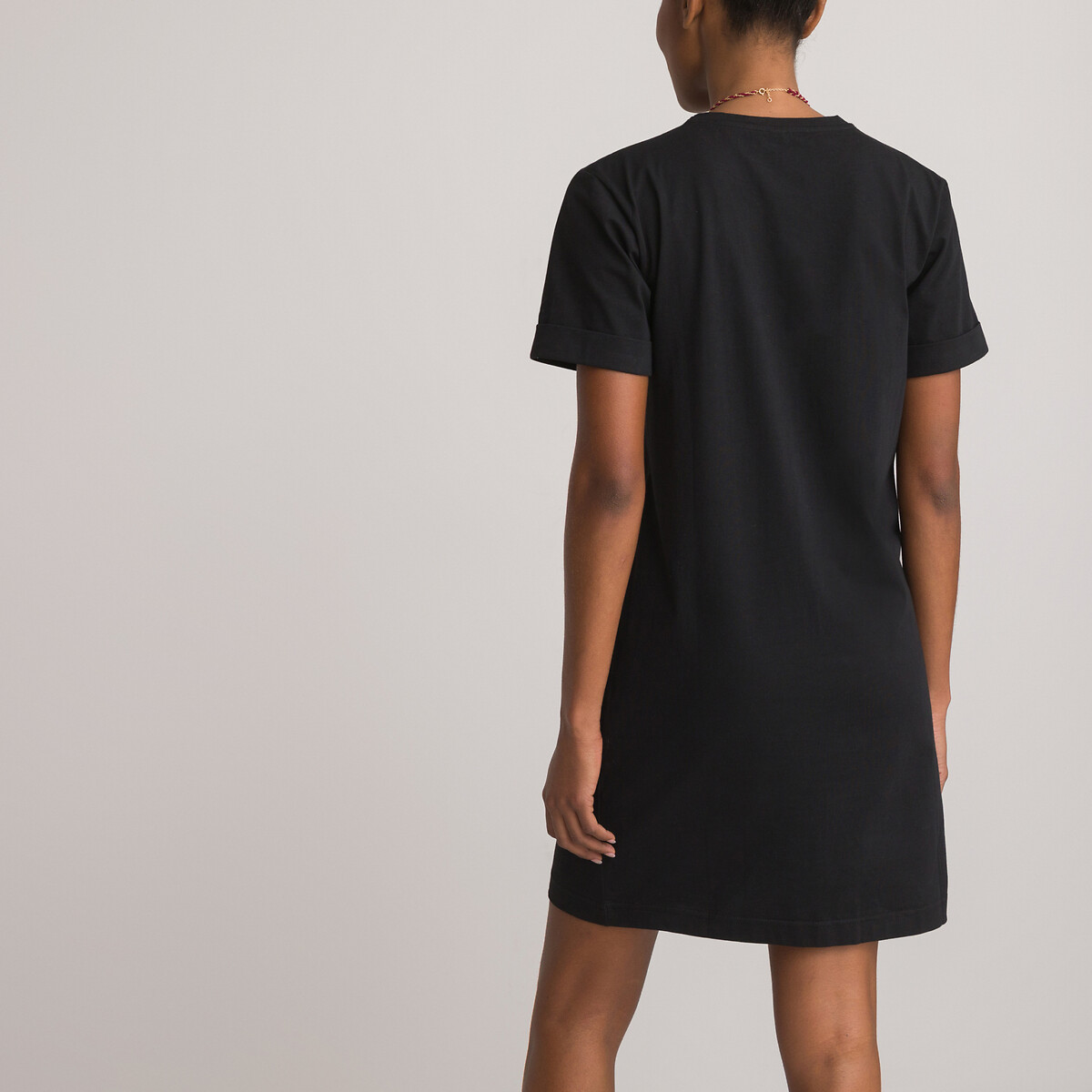 Платье-футболка LA REDOUTE COLLECTIONS С круглым вырезом и короткими рукавами XL черный, размер XL - фото 4