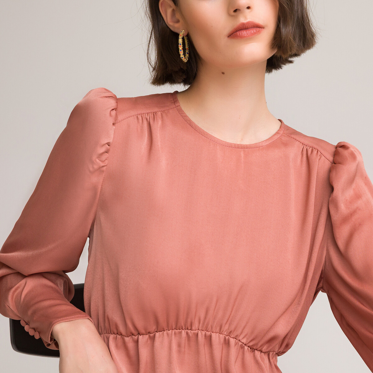 Платье LA REDOUTE COLLECTIONS Короткое расклешенное с длинными рукавами 48 розовый, размер 48 - фото 3