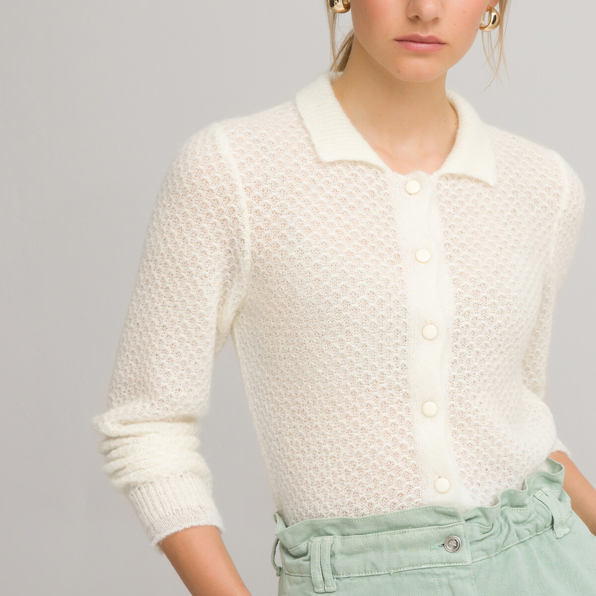 

Кардиган LA REDOUTE COLLECTIONS, Белый, Кардиган С воротником-поло XL белый