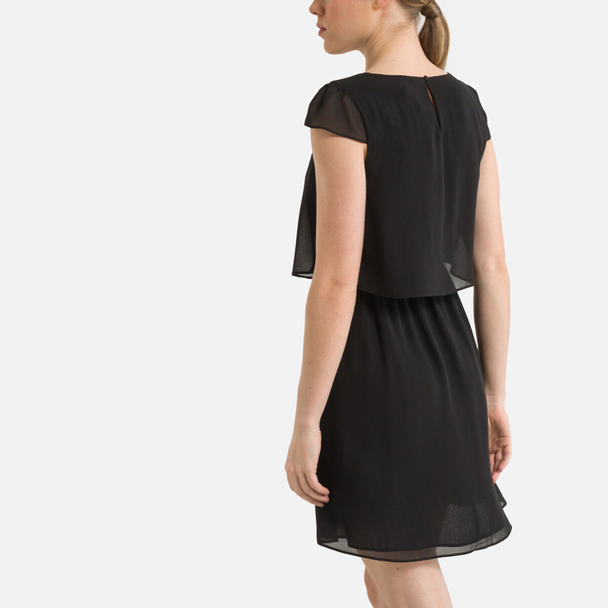 Платье С короткими рукавами и V-образным вырезом 44 черный LaRedoute, размер 44 - фото 4