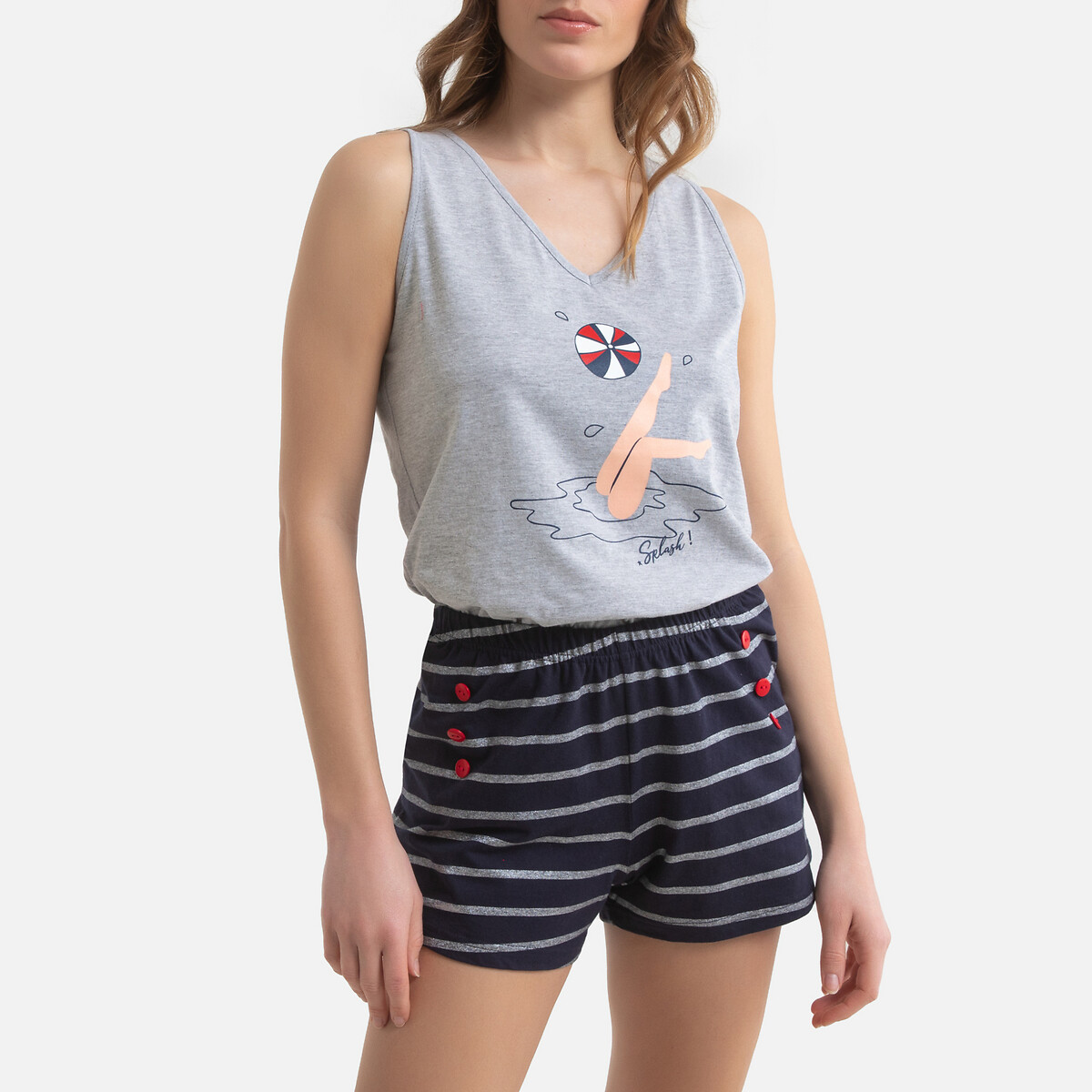 

Пижама LaRedoute, Серый, С шортами из хлопка Splash S серый