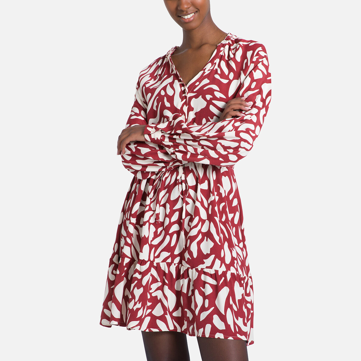 Платье с принтом на пуговицах  XL красный LaRedoute, размер XL - фото 1