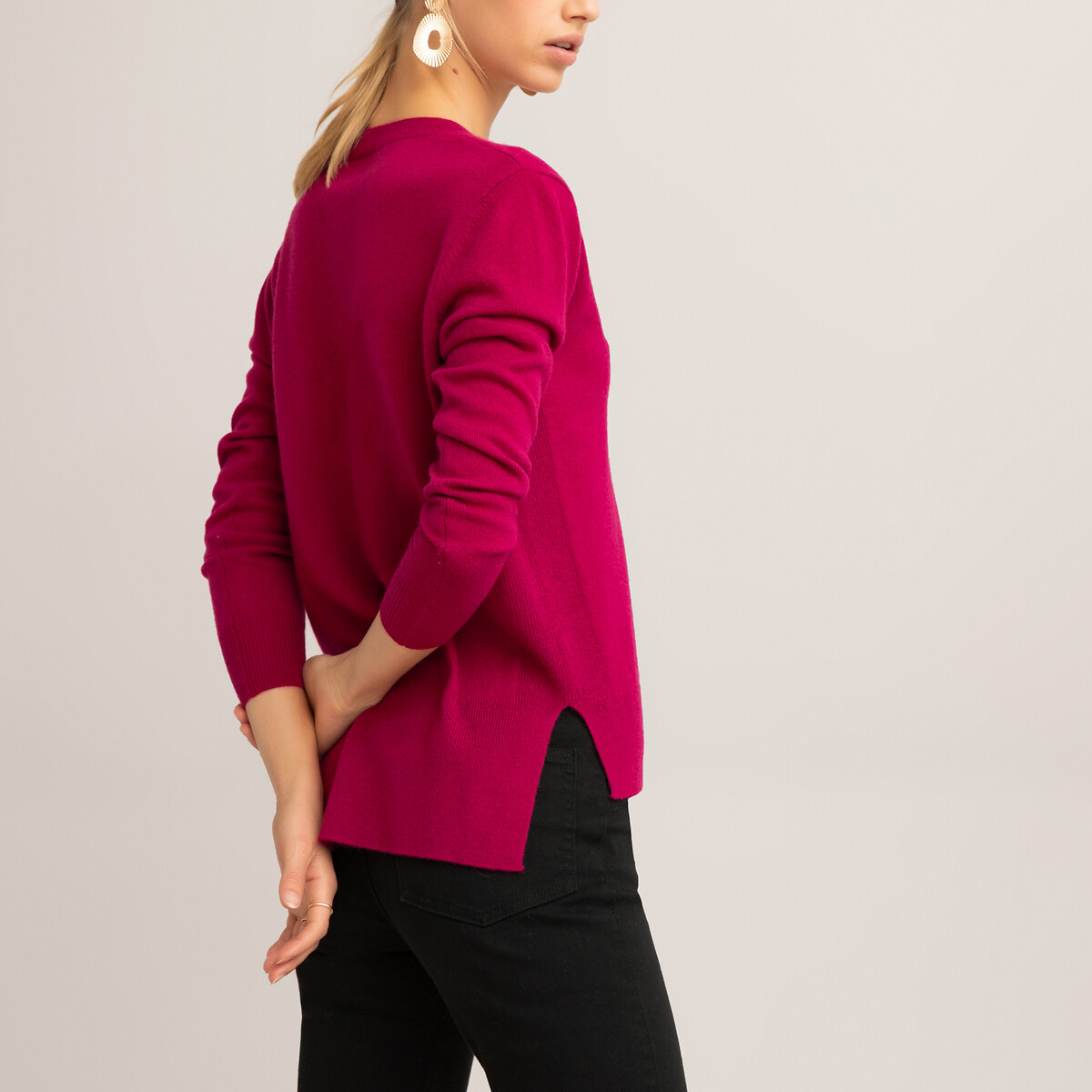 Пуловер La Redoute С V-образным вырезом из кашемира тонкий трикотаж XL красный, размер XL - фото 4
