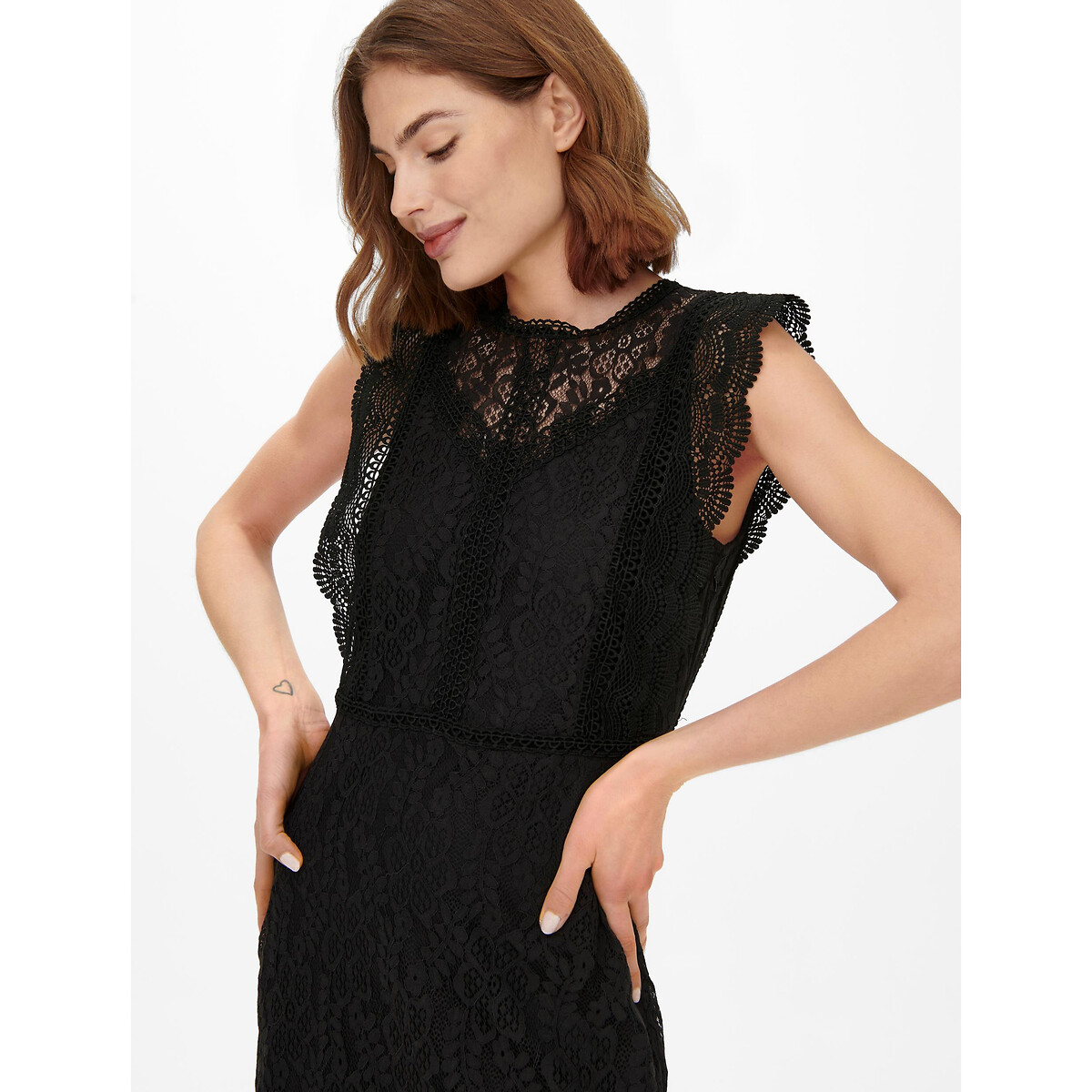 Платье Короткое облегающее из кружева M черный LaRedoute, размер M - фото 2