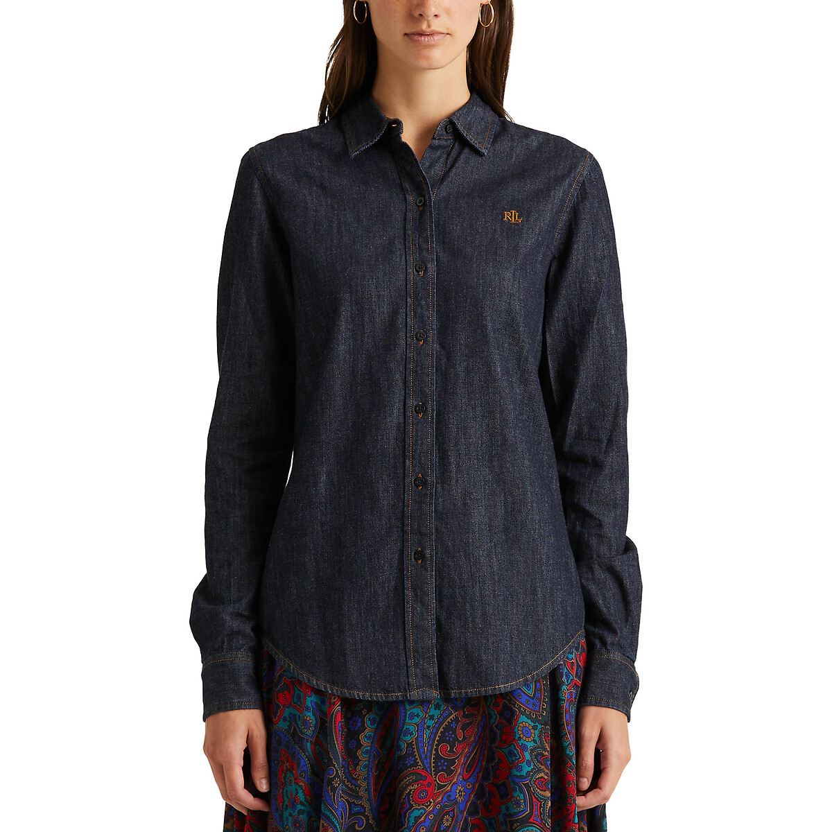

Рубашка LAUREN RALPH LAUREN, Синий, Рубашка С длинными рукавами из хлопка стрейч XL синий