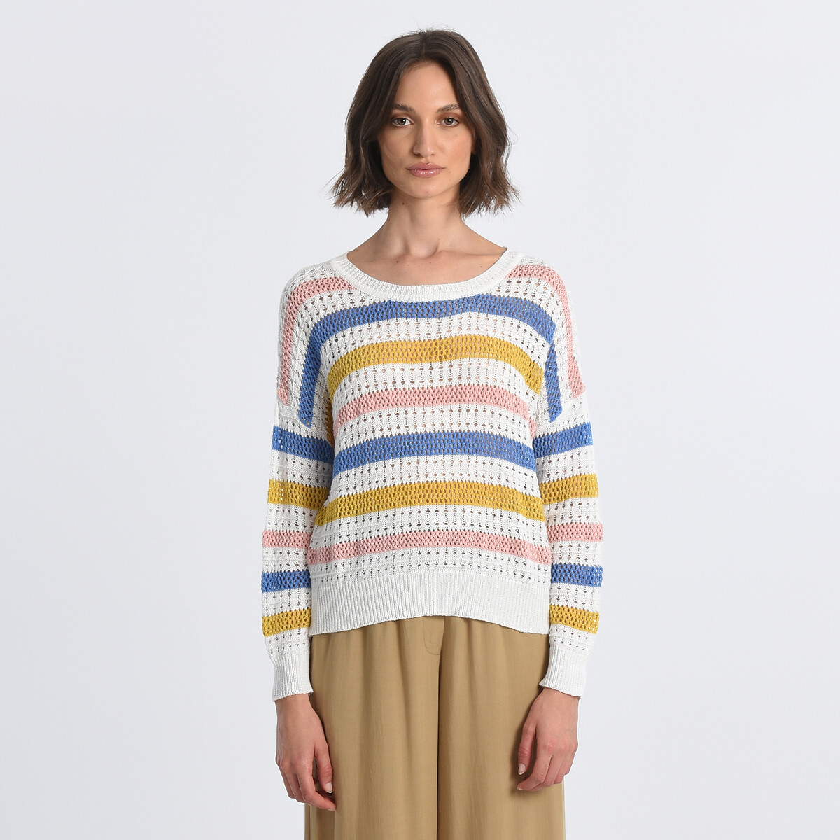 Пуловер В широкую полоску M разноцветный