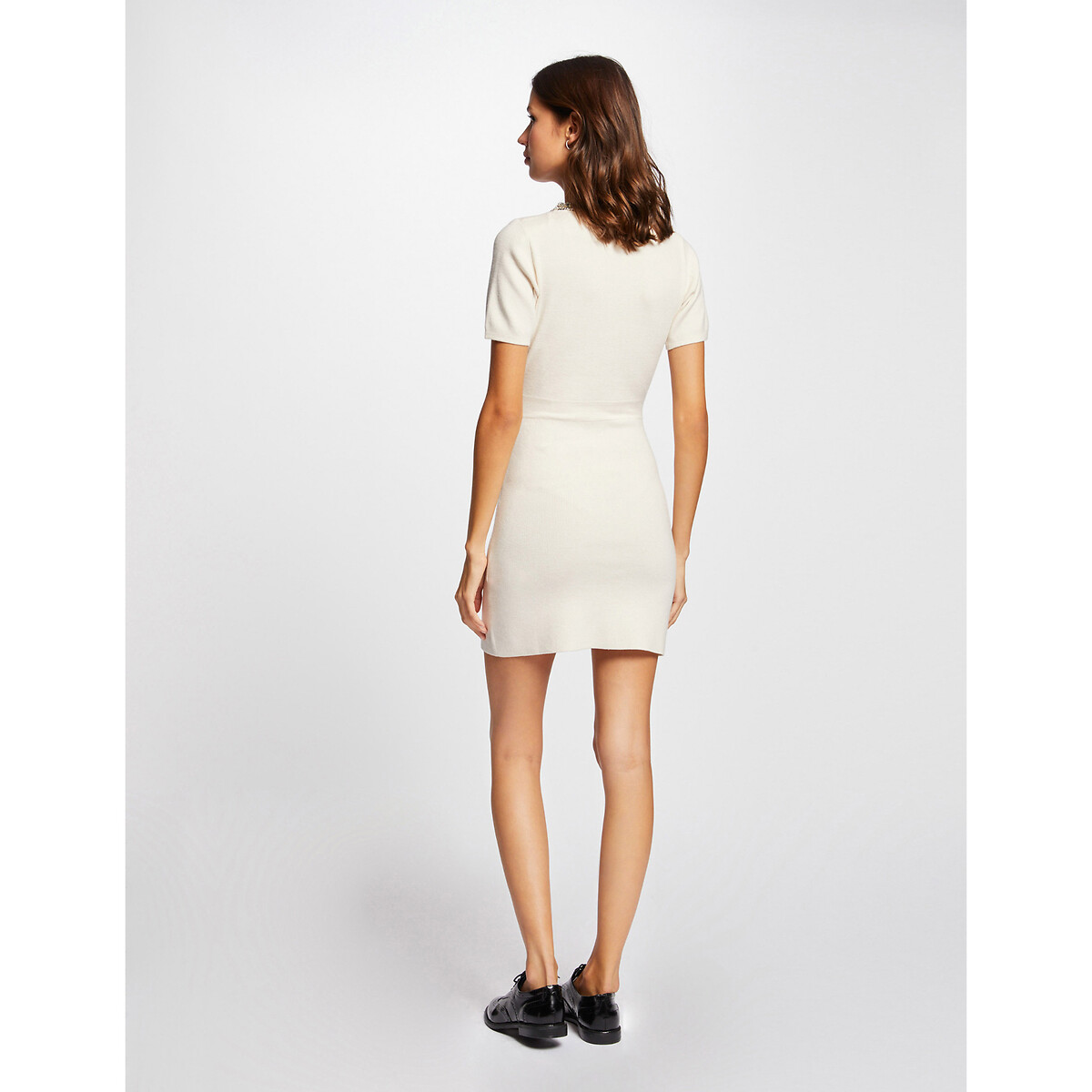 Платье-пуловер MORGAN Приталенное с короткими рукавами S белый, размер S - фото 2