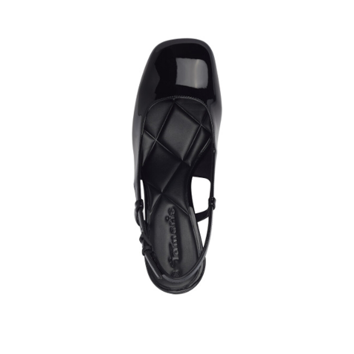 Туфли-лодочки Лакированные с ремешком на пятке и квадратным мыском  36 черный LaRedoute, размер 36 - фото 3