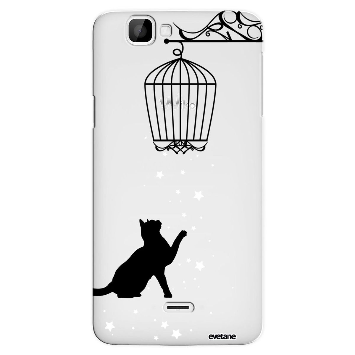 Coque Wiko Rainbow 4G rigide transparente, Chat, Evetane®