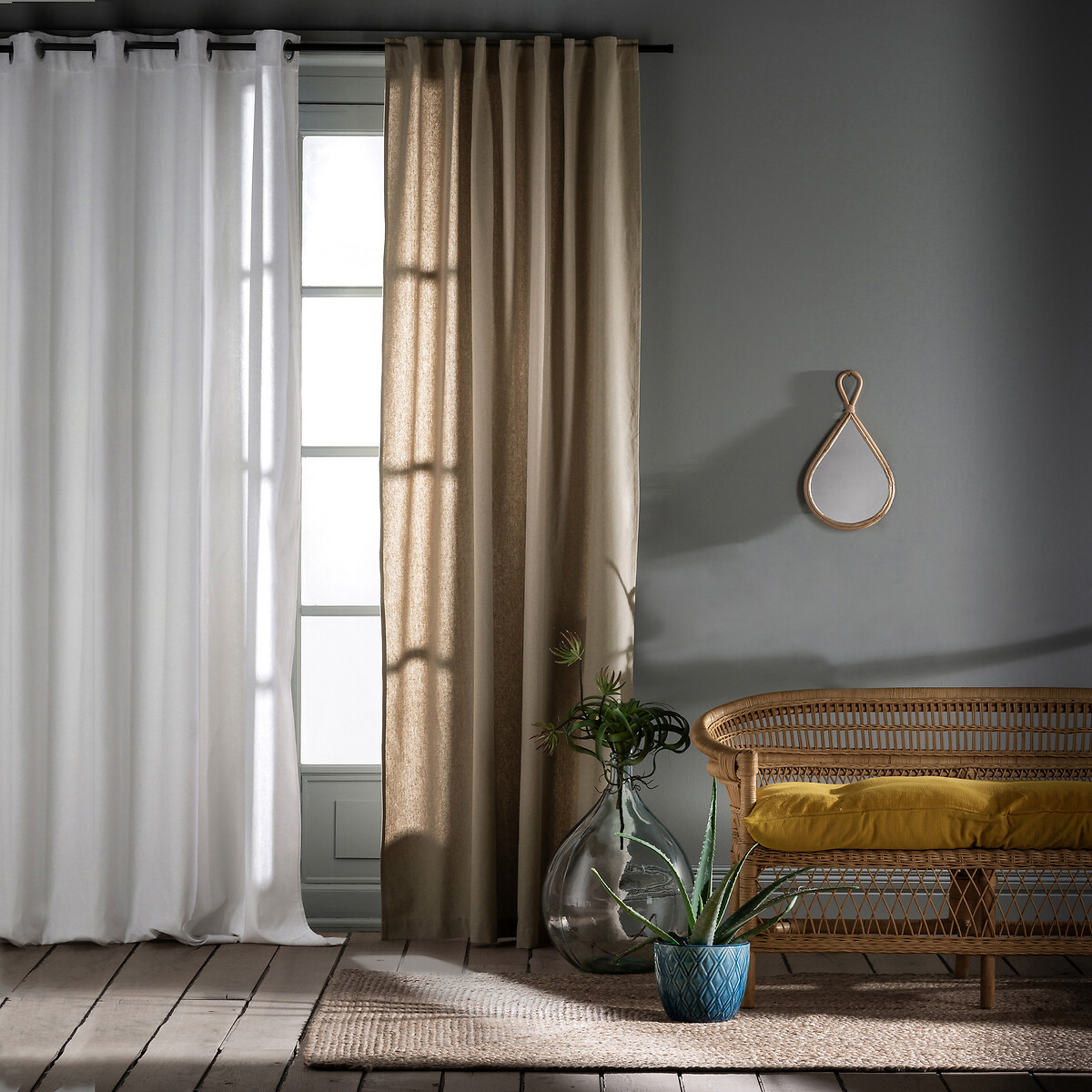 Image of Taïma Linen/Cotton Single Curtain with Eyelets