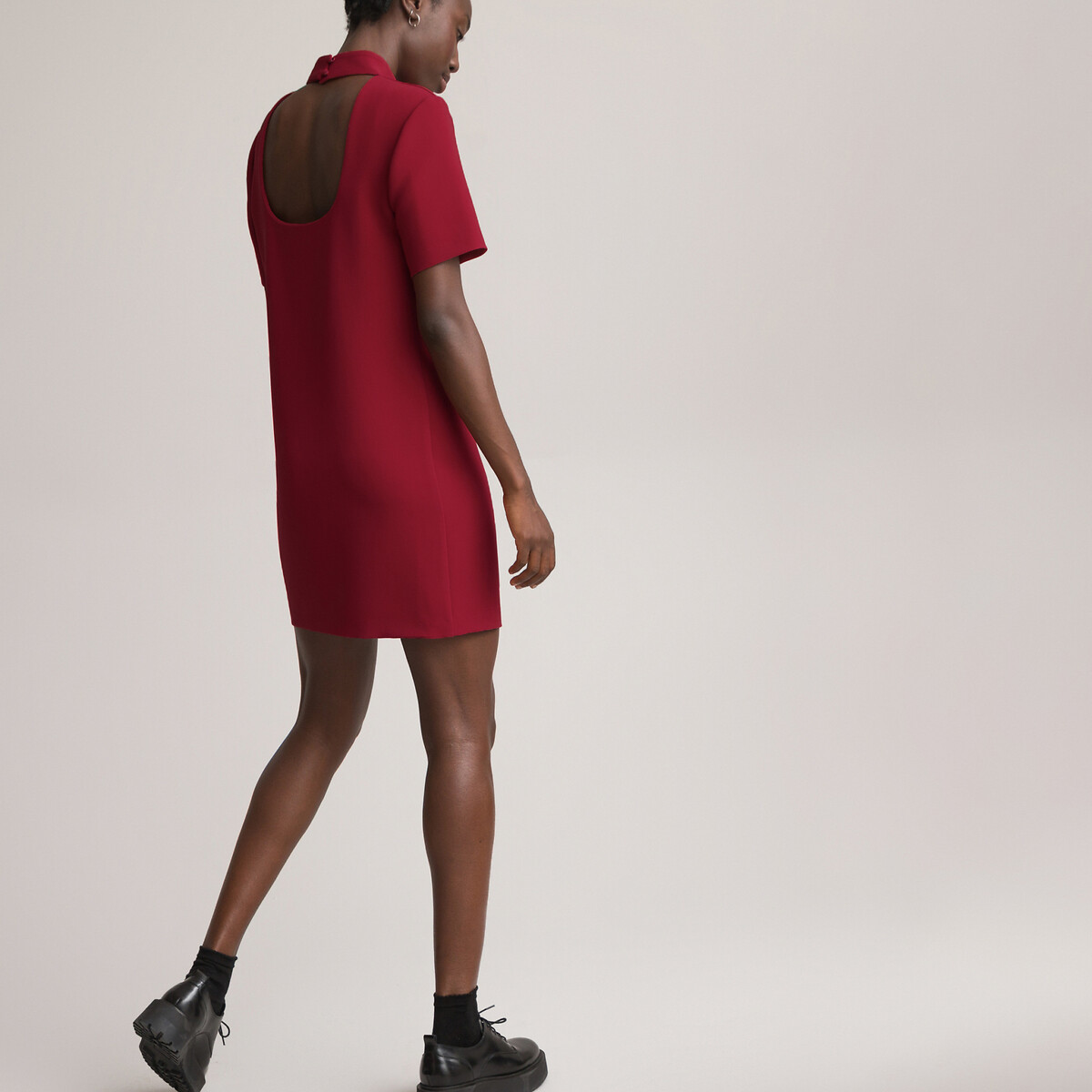 Прямое LA REDOUTE COLLECTIONS Прямое Платье с высоким воротником и глубоким вырезом на спине 48 красный, размер 48 - фото 4