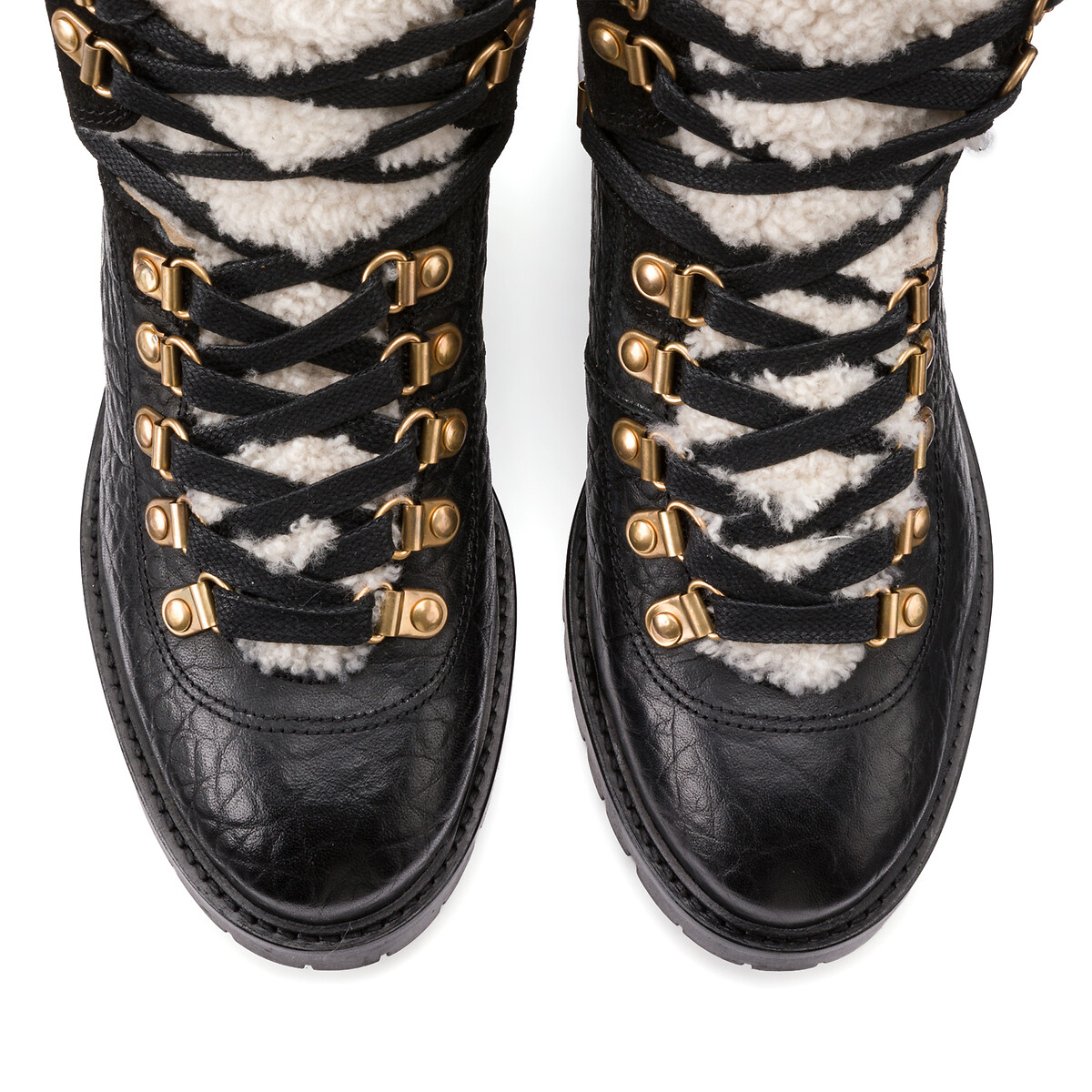 Ботинки LaRedoute Из кожи на рифленом каблуке TEDDI 39 черный, размер 39 - фото 3