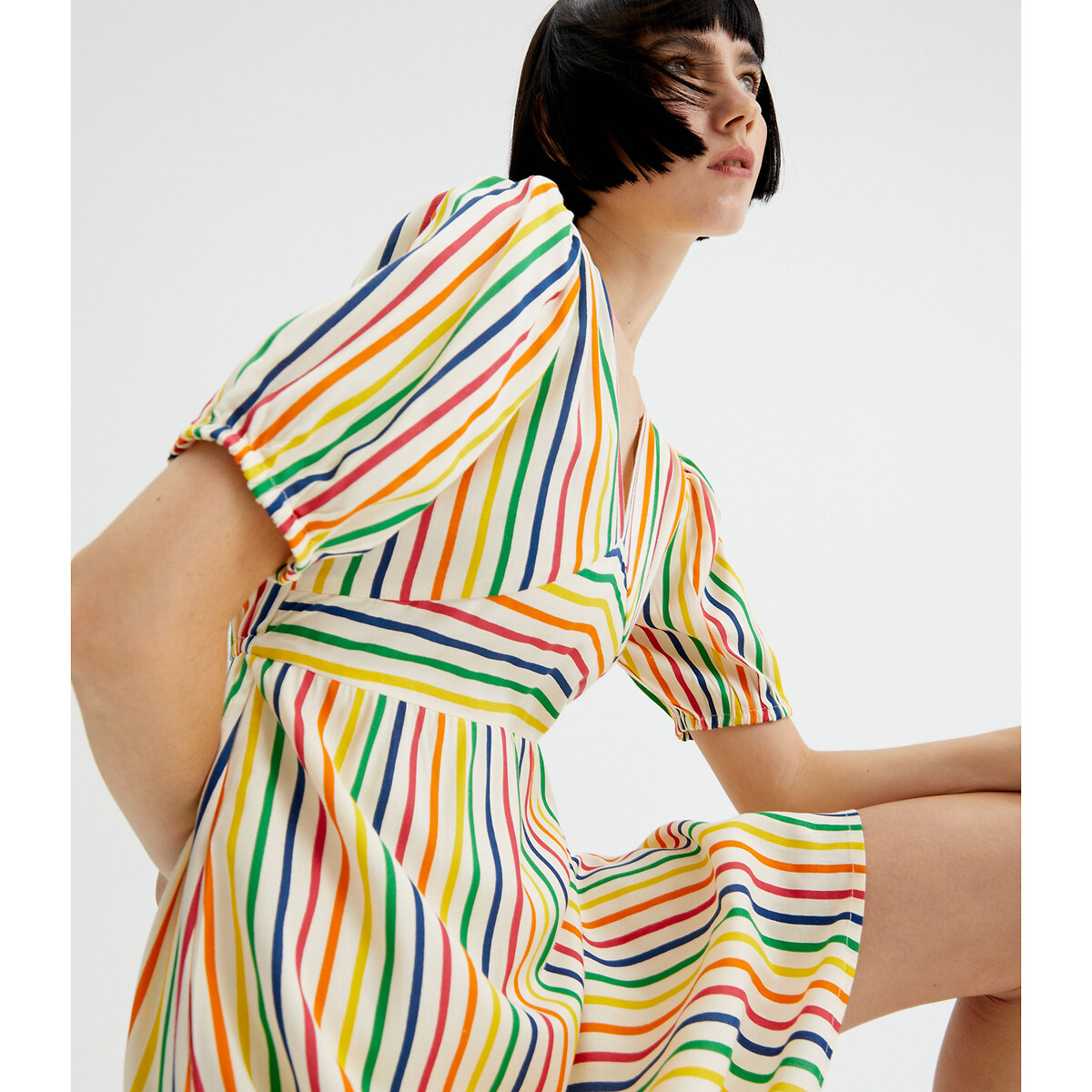 Платье С короткими рукавами в разноцветную полоску S разноцветный LaRedoute, размер S - фото 5