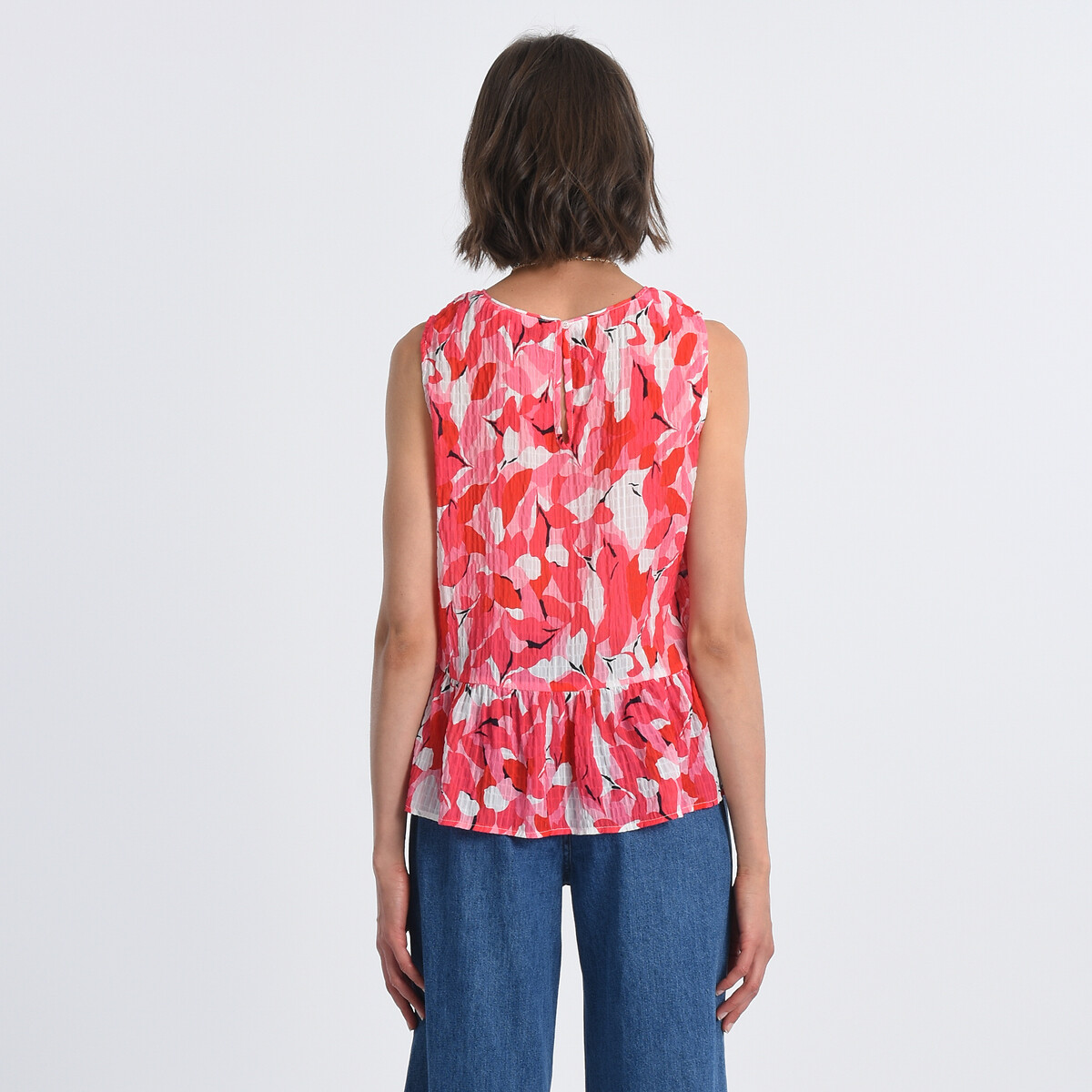 Блузка Без рукавов с принтом  S розовый LaRedoute, размер S - фото 3