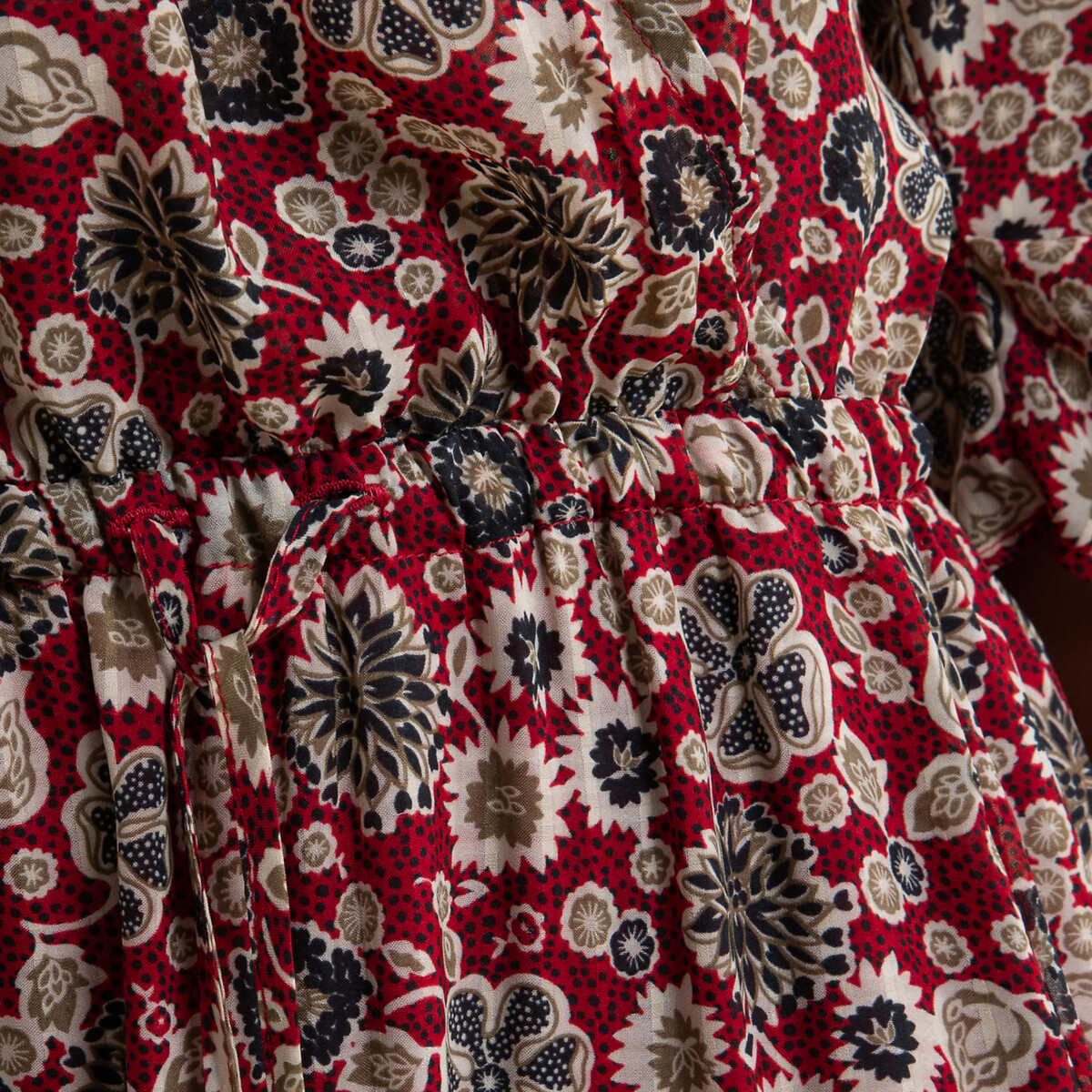 Платье La Redoute С принтом длинное из вуали 38 (FR) - 44 (RUS) красный, размер 38 (FR) - 44 (RUS) С принтом длинное из вуали 38 (FR) - 44 (RUS) красный - фото 4
