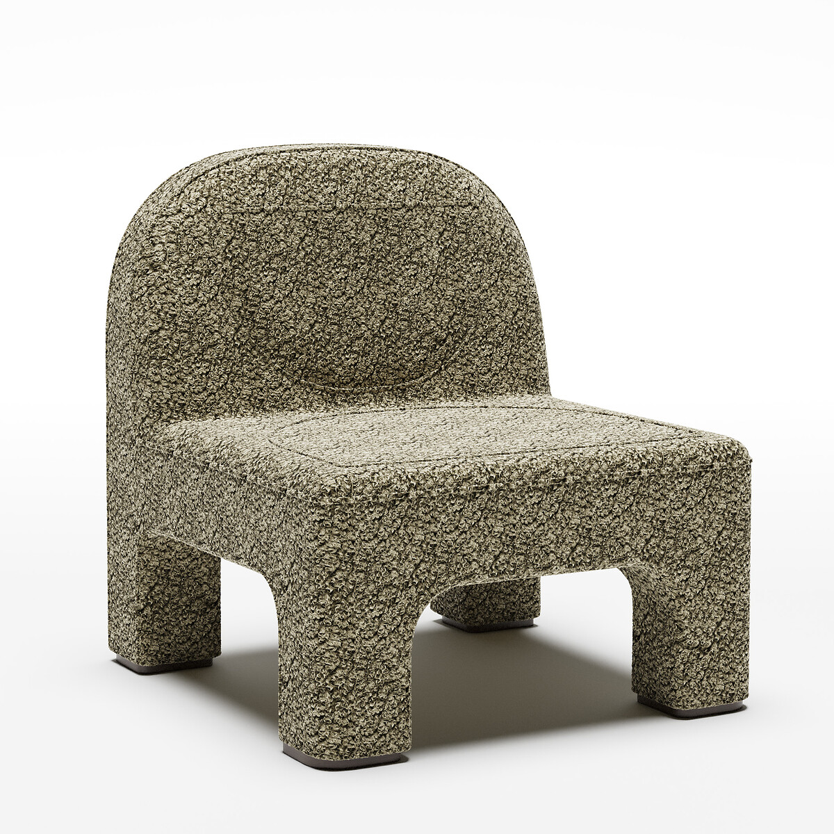 Кресло Terry в ткани под овечью шерсть оливковый  единый размер зеленый LaRedoute