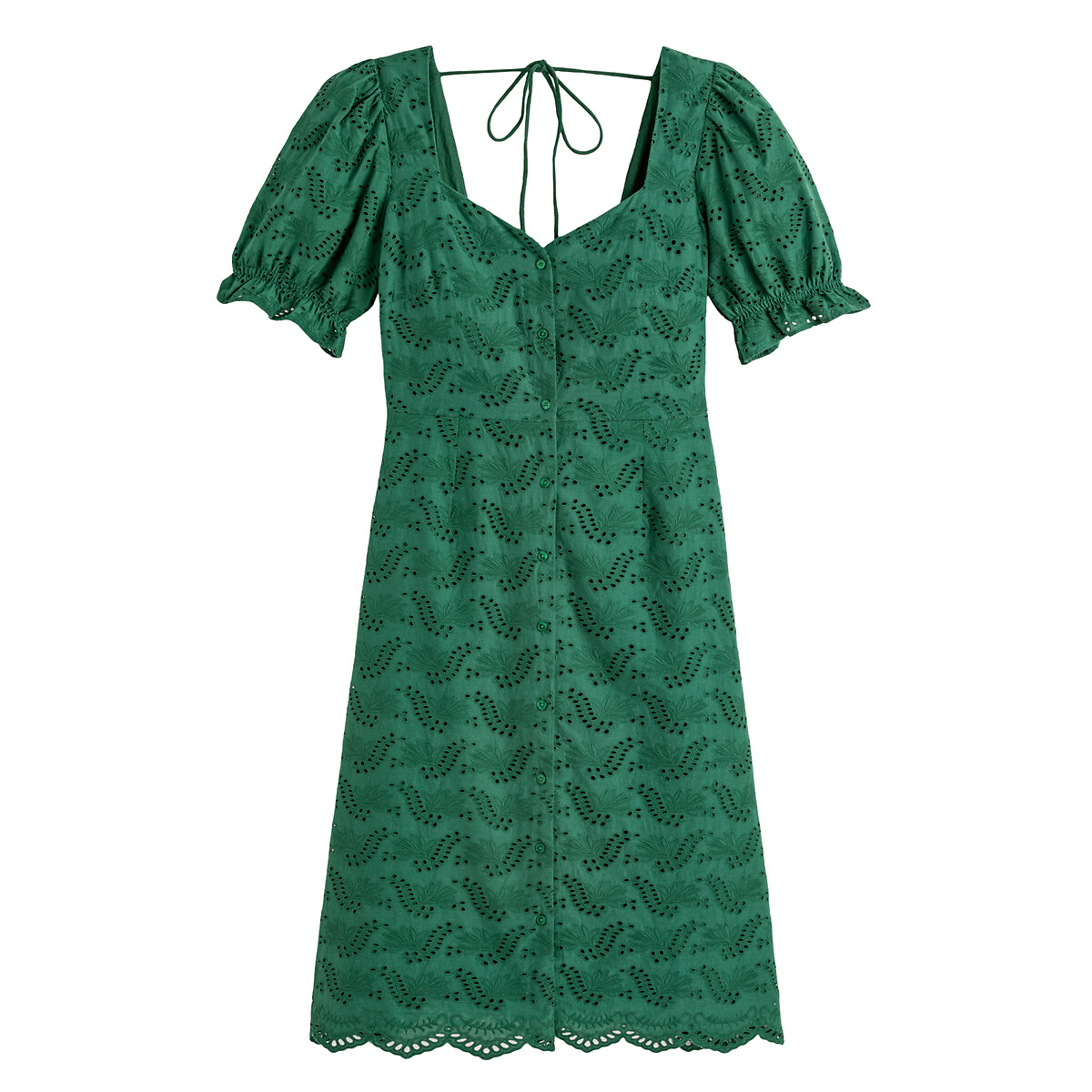 Платье LA REDOUTE COLLECTIONS С короткими рукавами с напуском 40 зеленый, размер 40 - фото 5