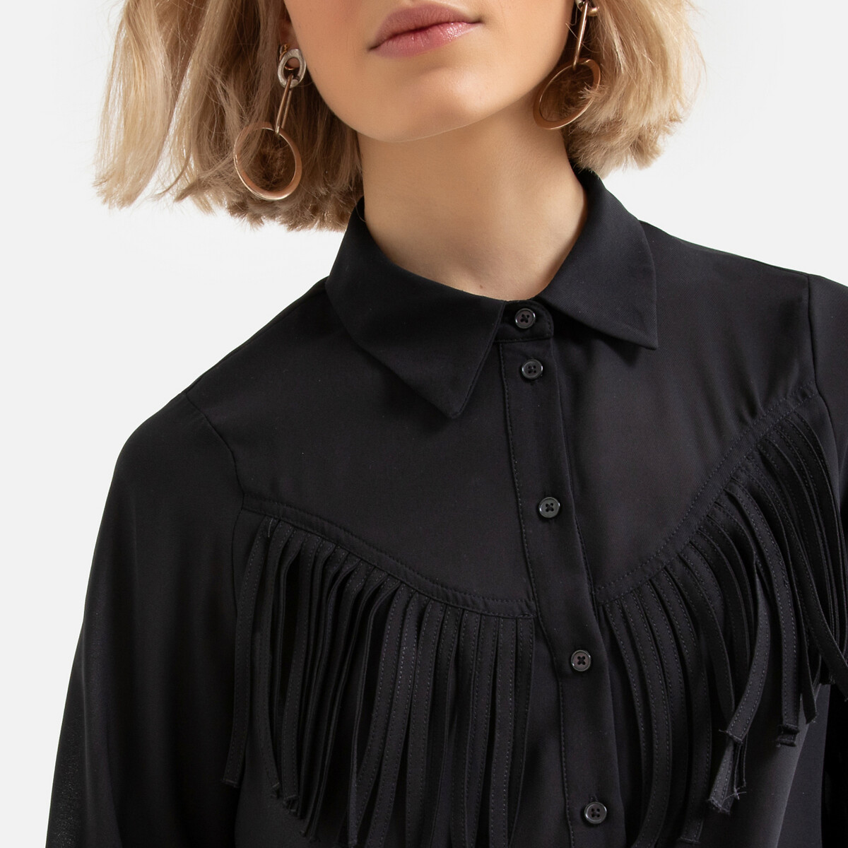

Блузка VERO MODA, Черный, Прямого покроя с бахромой XS черный