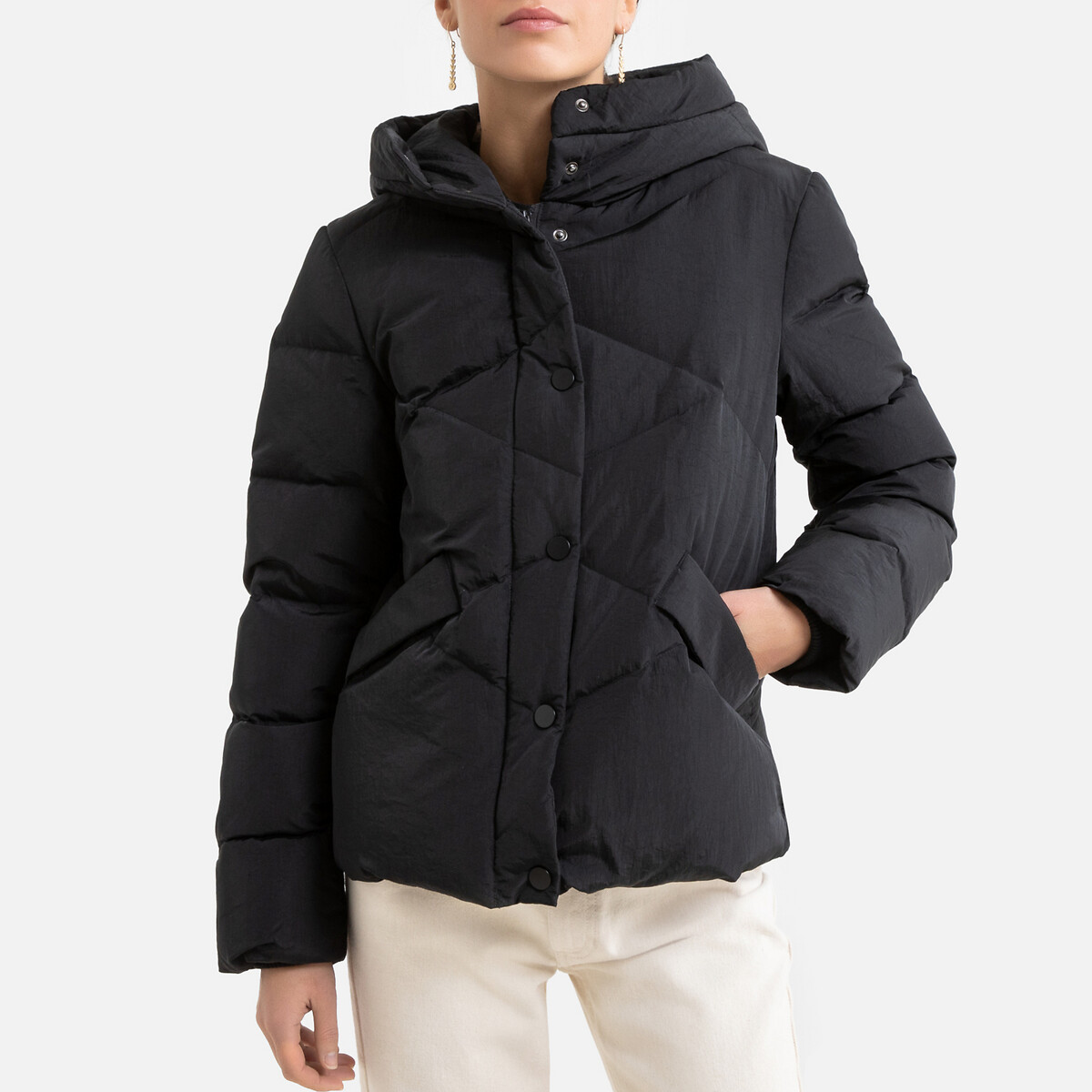 Куртка LaRedoute Стеганая с воротником-стойкой на пуговицах и молнии L черный, размер L - фото 1