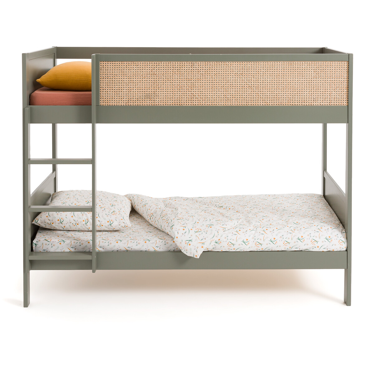 Кровать двухъярусная из сосны и плетеного материала Caneo  90 x 190 см зеленый LaRedoute, размер 90 x 190 см - фото 2