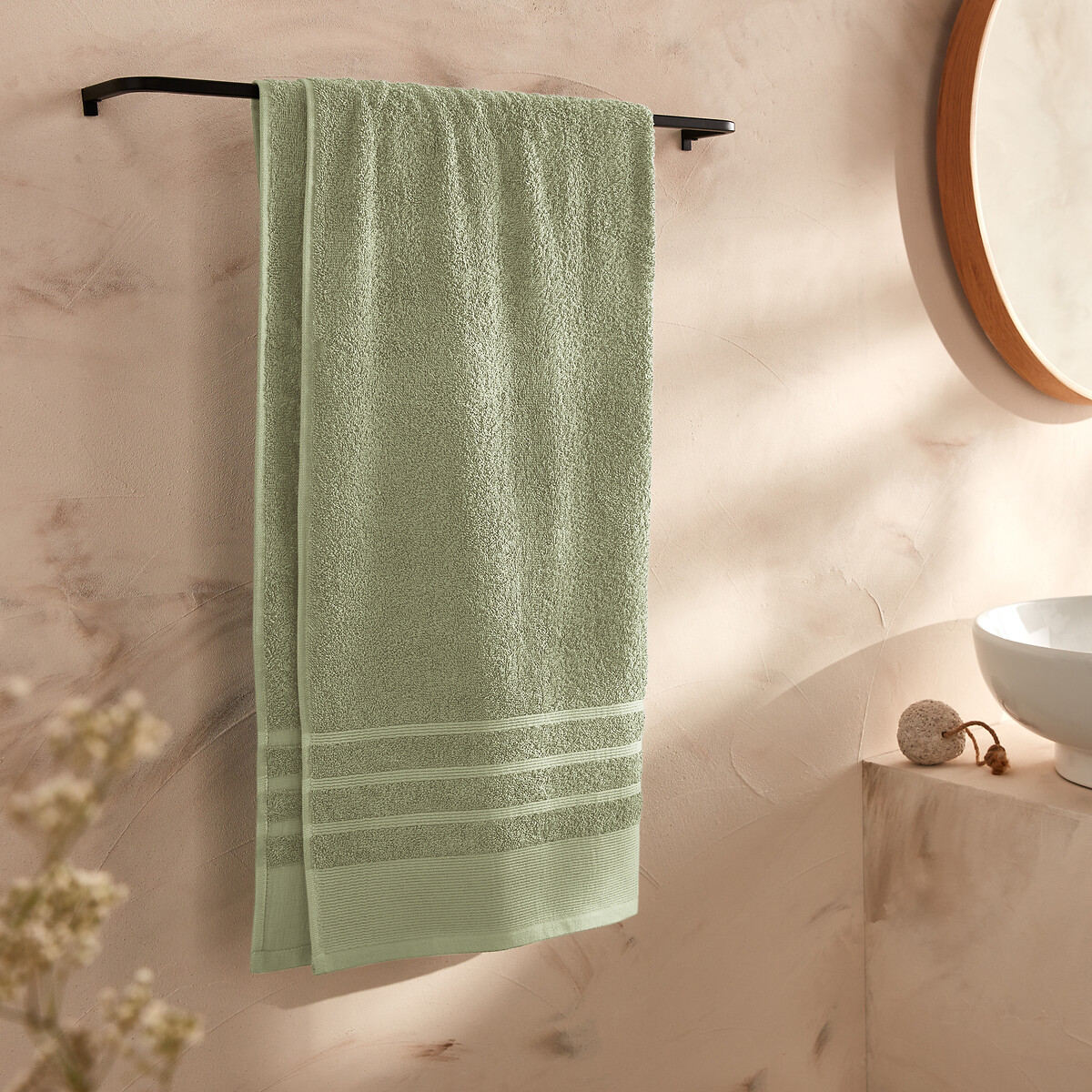 Полотенце банное 600 гм 70 x 140 см зеленый полотенце laredoute полотенце банное 600 гм качество best 100 x 150 см зеленый