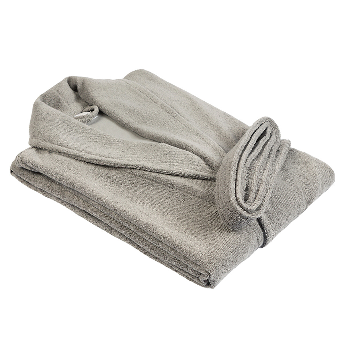 Халат махровый из чесаного хлопка из коллекции Essential  L серый LaRedoute, размер L - фото 5