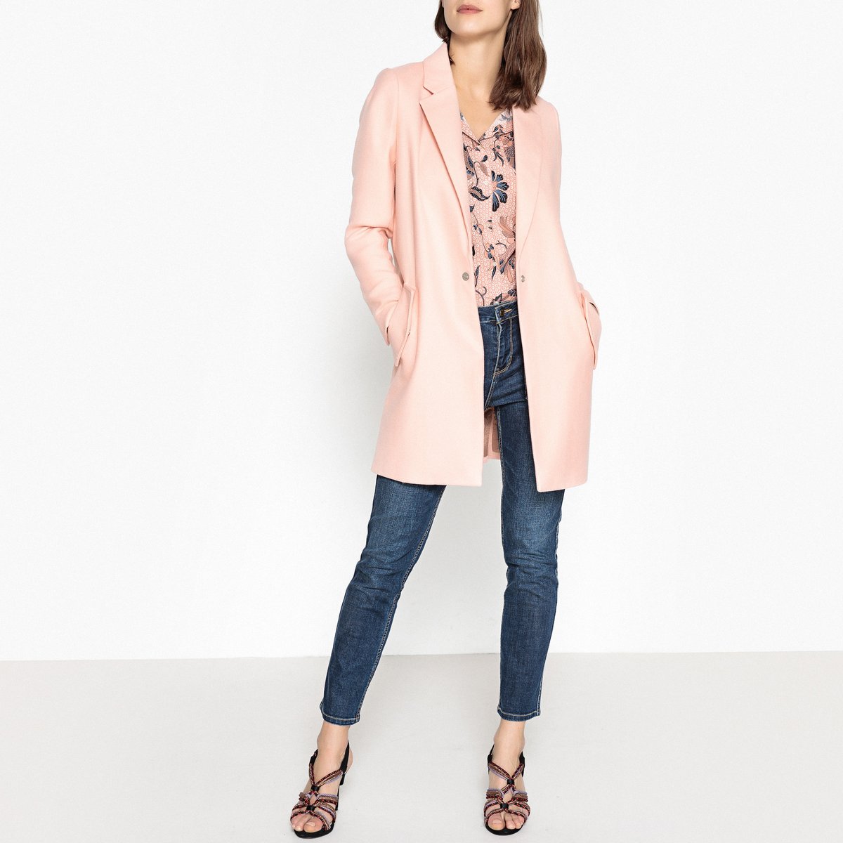 Пальто LaRedoute Длинное свободного покроя XS розовый, размер XS - фото 2